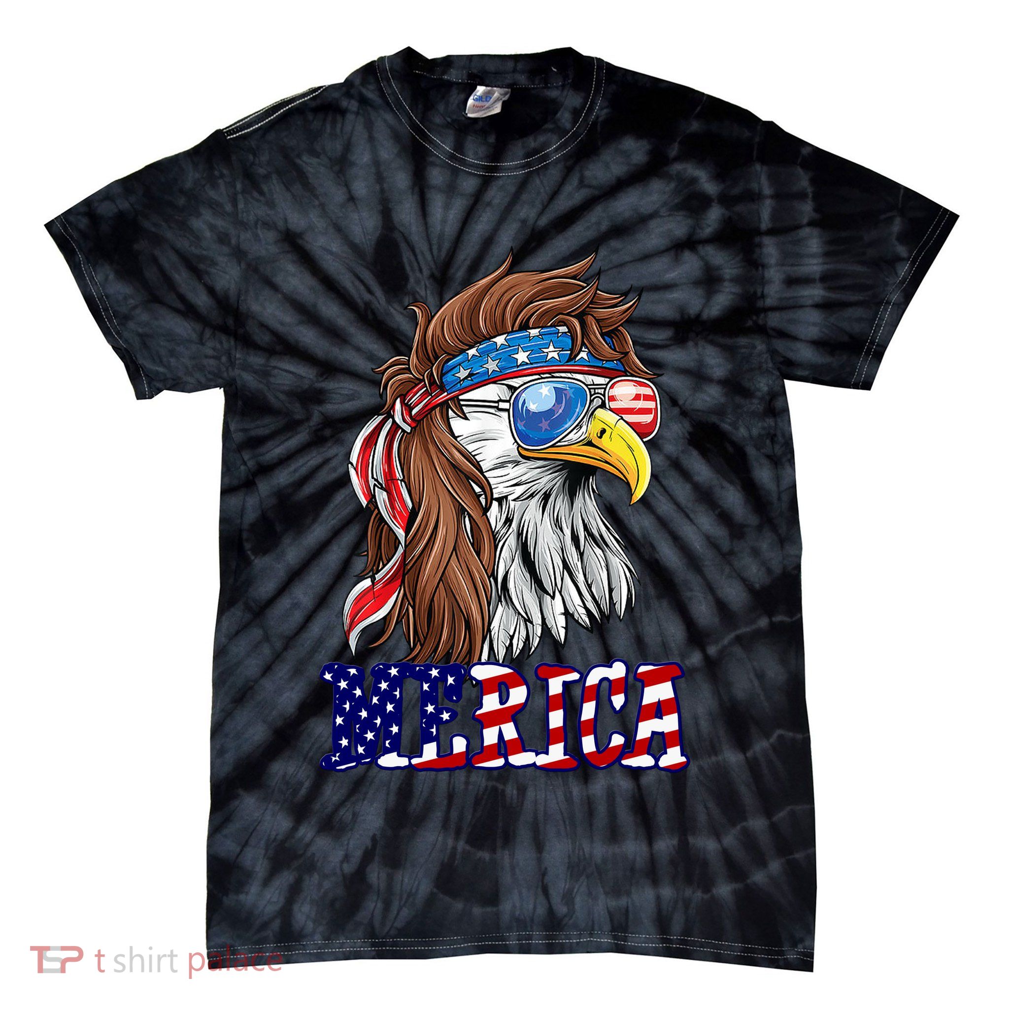 Merica Mullet Eagle Independence Day Tie-Dye T-Shirt