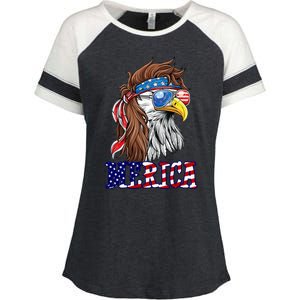 Merica Mullet Eagle Independence Day Enza Ladies Jersey Colorblock Tee