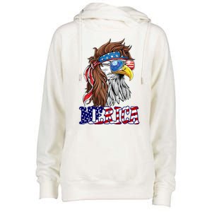 Merica Mullet Eagle Independence Day Womens Funnel Neck Pullover Hood