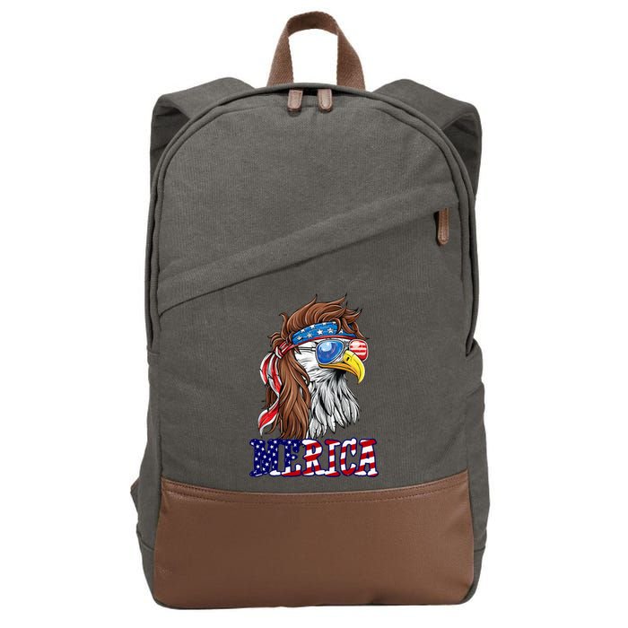 Merica Mullet Eagle Independence Day Cotton Canvas Backpack