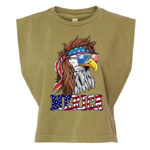 Merica Mullet Eagle Independence Day Garment-Dyed Women's Muscle Tee