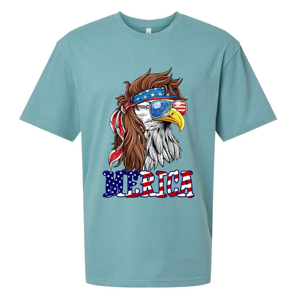 Merica Mullet Eagle Independence Day Sueded Cloud Jersey T-Shirt