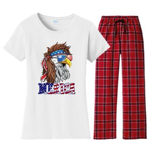 Merica Mullet Eagle Independence Day Women's Flannel Pajama Set