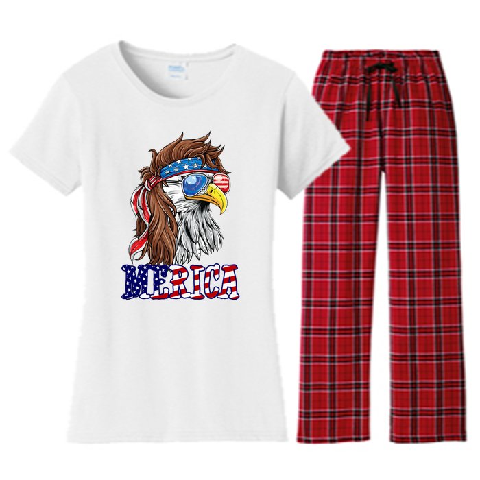 Merica Mullet Eagle Independence Day Women's Flannel Pajama Set