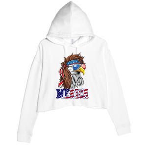 Merica Mullet Eagle Independence Day Crop Fleece Hoodie