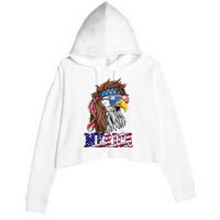 Merica Mullet Eagle Independence Day Crop Fleece Hoodie