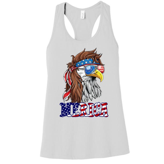 Merica Mullet Eagle Independence Day Women's Racerback Tank