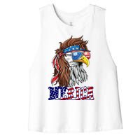 Merica Mullet Eagle Independence Day Women's Racerback Cropped Tank