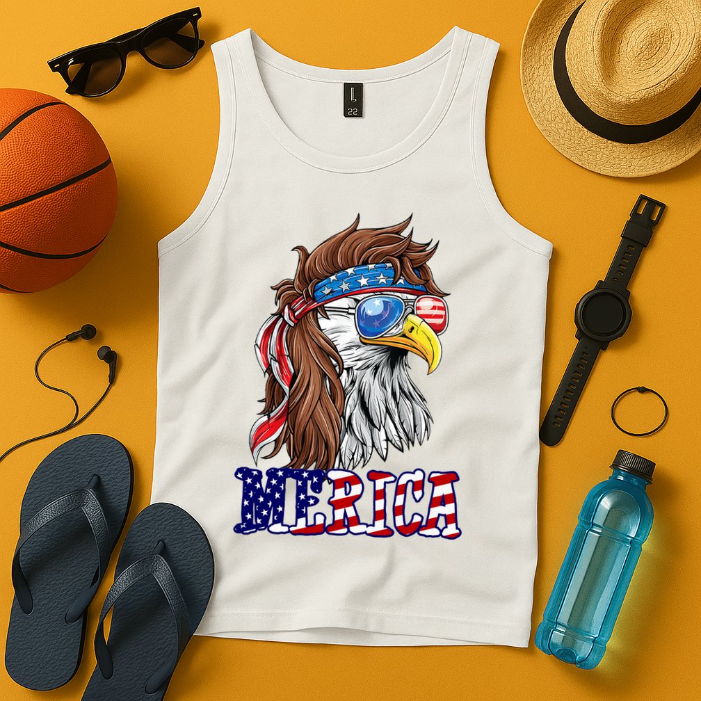 Merica Mullet Eagle Independence Day Tank Top