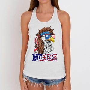 Merica Mullet Eagle Independence Day Women's Knotted Racerback Tank