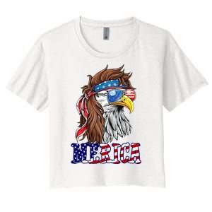 Merica Mullet Eagle Independence Day Women's Crop Top Tee