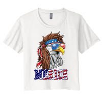 Merica Mullet Eagle Independence Day Women's Crop Top Tee