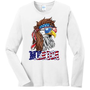 Merica Mullet Eagle Independence Day Ladies Long Sleeve Shirt