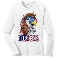 Merica Mullet Eagle Independence Day Ladies Long Sleeve Shirt