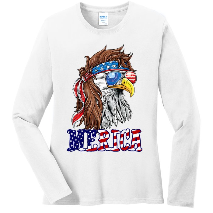 Merica Mullet Eagle Independence Day Ladies Long Sleeve Shirt