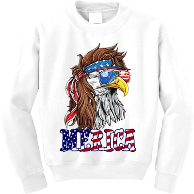 Merica Mullet Eagle Independence Day Kids Sweatshirt