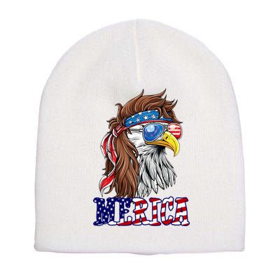 Merica Mullet Eagle Independence Day Short Acrylic Beanie