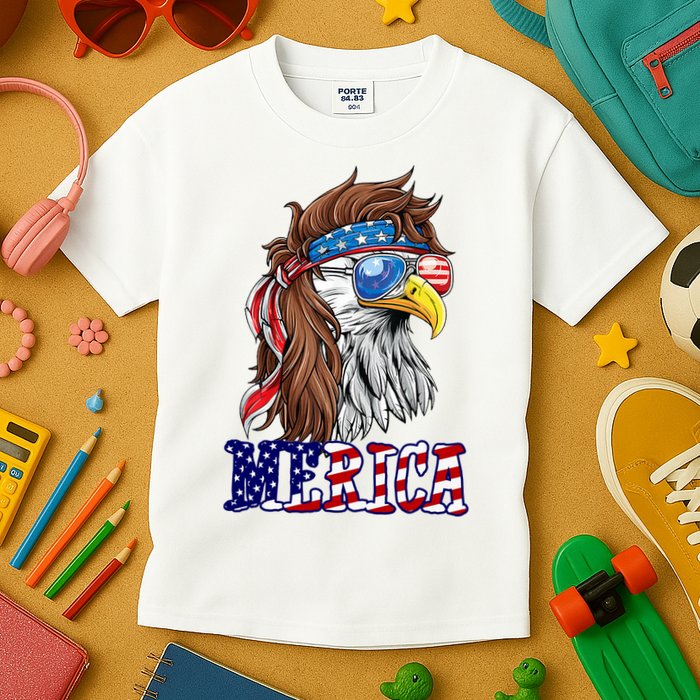 Merica Mullet Eagle Independence Day Kids T-Shirt