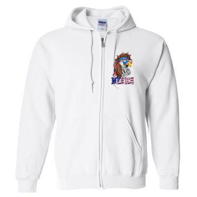 Merica Mullet Eagle Independence Day Full Zip Hoodie