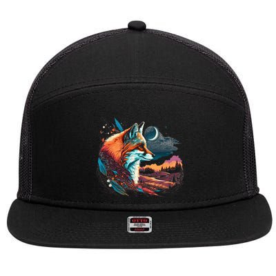 Majestic Moon Fox 7 Panel Mesh Trucker Snapback Hat