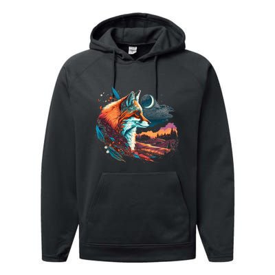 Majestic Moon Fox Performance Fleece Hoodie