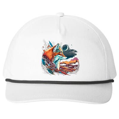 Majestic Moon Fox Snapback Five-Panel Rope Hat