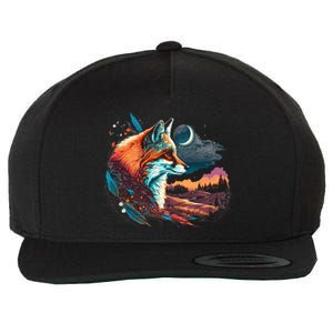 Majestic Moon Fox Wool Snapback Cap