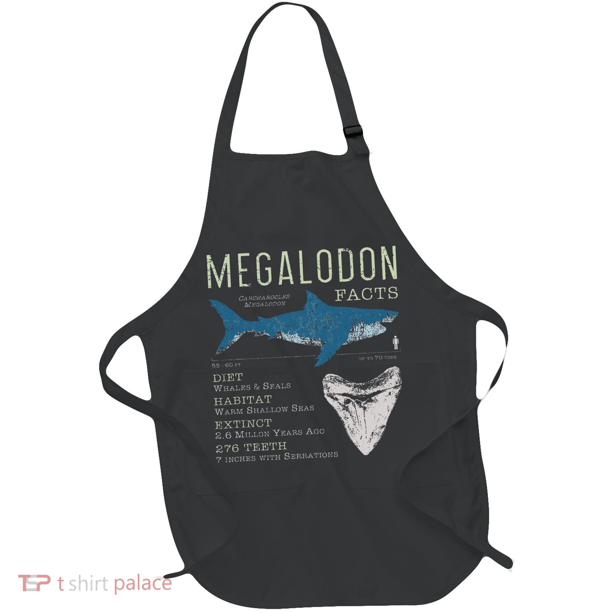 Megalodon Meg Facts Funny Shark Lover Gift Full-Length Apron With Pockets