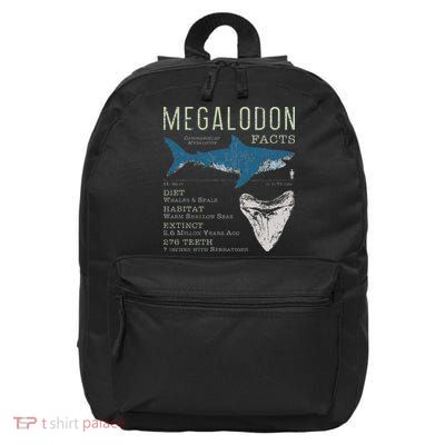 Megalodon Meg Facts Funny Shark Lover Gift 16 in Basic Backpack