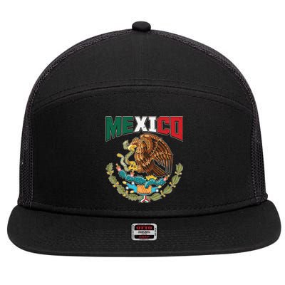 Mexico Mexican Flag Eagle And Snake 7 Panel Mesh Trucker Snapback Hat