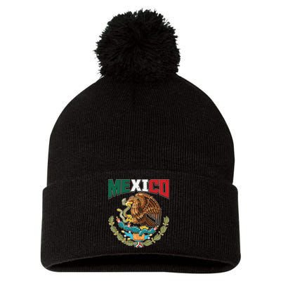 Mexico Mexican Flag Eagle And Snake Pom Pom 12in Knit Beanie