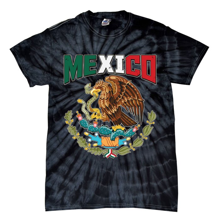 Mexico Mexican Flag Eagle And Snake Tie-Dye T-Shirt