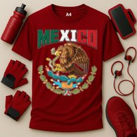 Mexico Mexican Flag Eagle And Snake Cooling Performance Crew T-Shirt