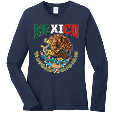 Mexico Mexican Flag Eagle And Snake Ladies Long Sleeve Shirt