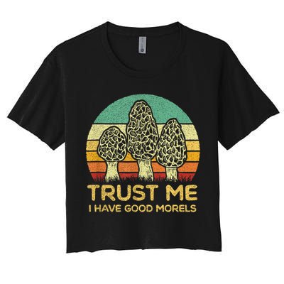 Morel Mushroom Funny Foraging Morels Hunters Women's Crop Top Tee