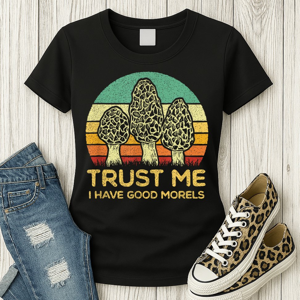 Morel Mushroom Funny Foraging Morels Hunters Womens T-Shirt