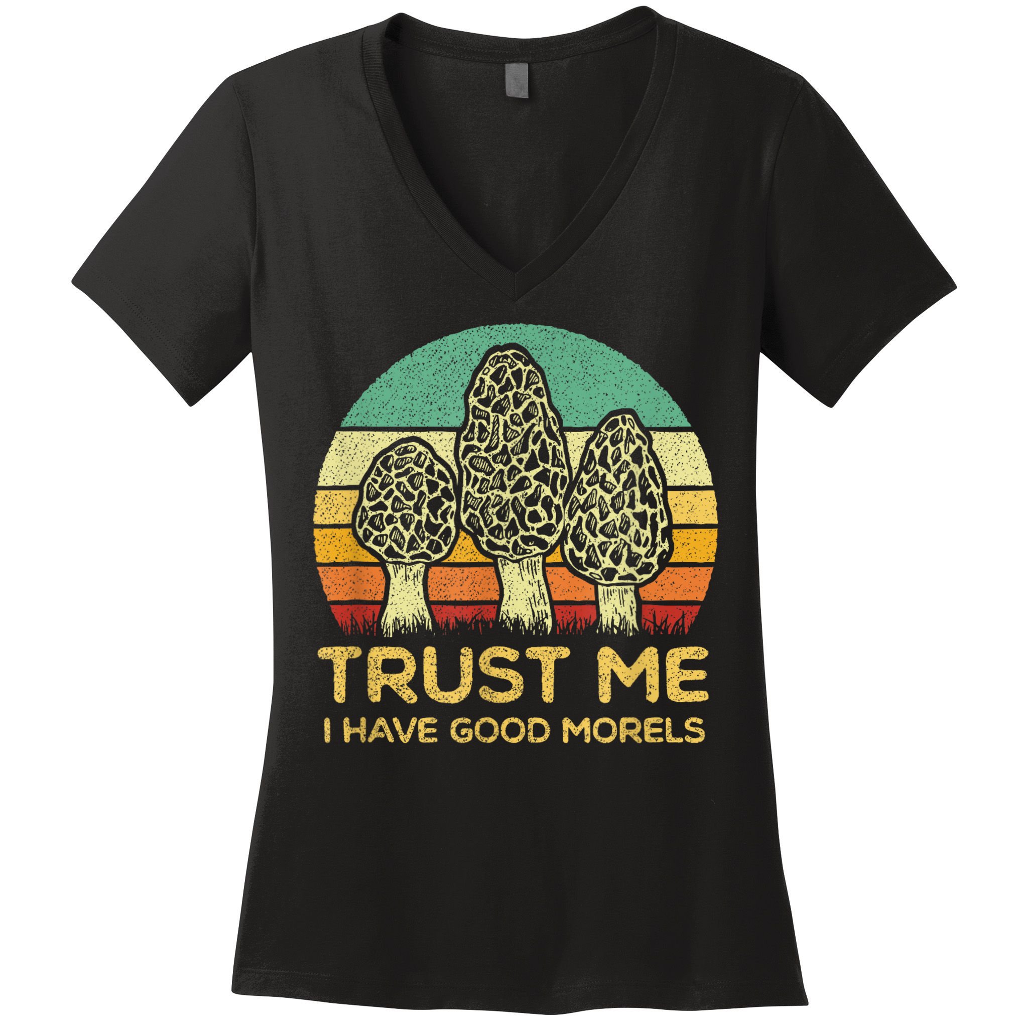 Morel Mushroom Funny Foraging Morels Hunters Women's V-Neck T-Shirt