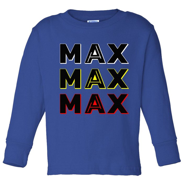 Max Max Formula Racing Driver Fan Team Box Box Box Toddler Long Sleeve Shirt