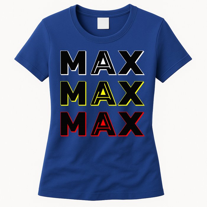 Max Max Formula Racing Driver Fan Team Box Box Box Womens T-Shirt