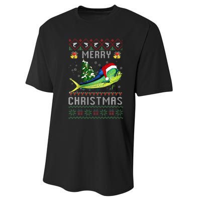 Mahi Mahi Fish Lover Xmas Tree Santa Christmas  Performance Sprint T-Shirt