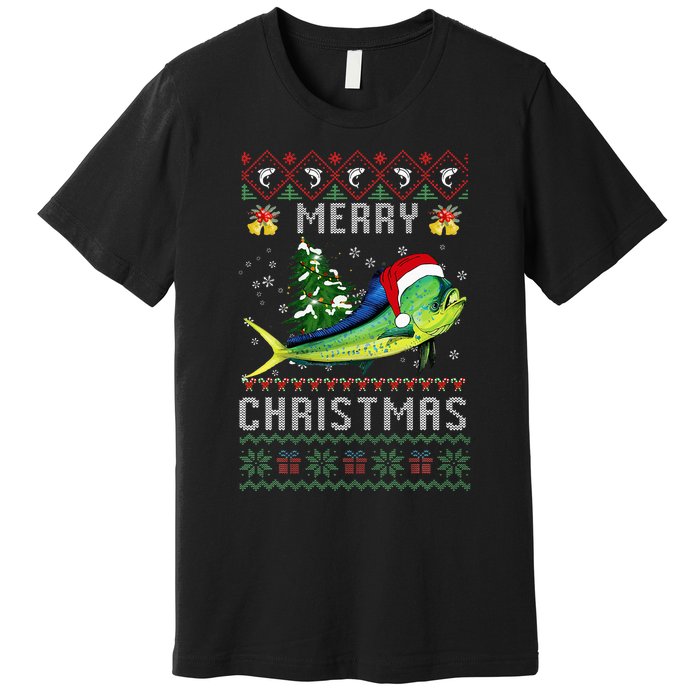 Mahi Mahi Fish Lover Xmas Tree Santa Christmas  Premium T-Shirt