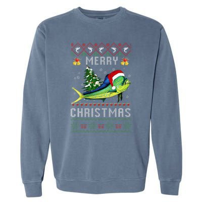 Mahi Mahi Fish Lover Xmas Tree Santa Christmas  Garment-Dyed Sweatshirt