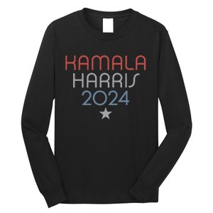 Modern Minimalist Faded Red White Blue Kamala Harris 2024 Long Sleeve Shirt