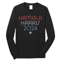 Modern Minimalist Faded Red White Blue Kamala Harris 2024 Long Sleeve Shirt