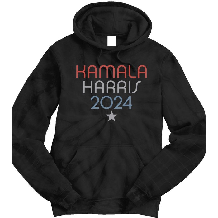 Modern Minimalist Faded Red White Blue Kamala Harris 2024 Tie Dye Hoodie