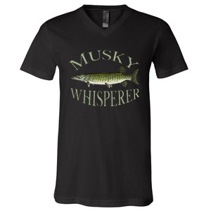 Musky Muskellunge Fish Illustration Art Fishing Angler Gear V-Neck T-Shirt