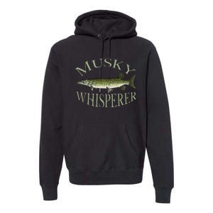 Musky Muskellunge Fish Illustration Art Fishing Angler Gear Premium Hoodie