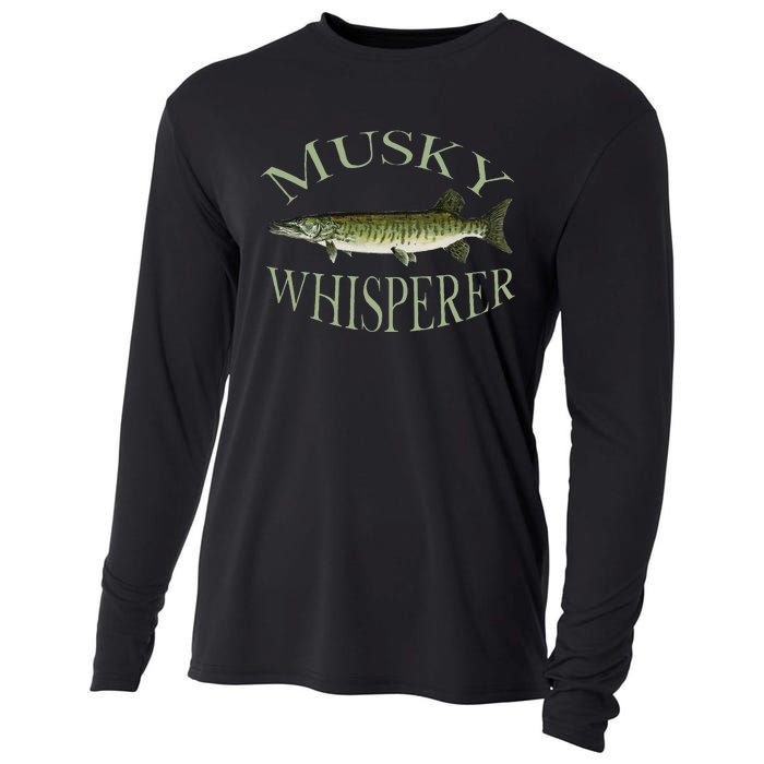 Musky Muskellunge Fish Illustration Art Fishing Angler Gear Cooling Performance Long Sleeve Crew