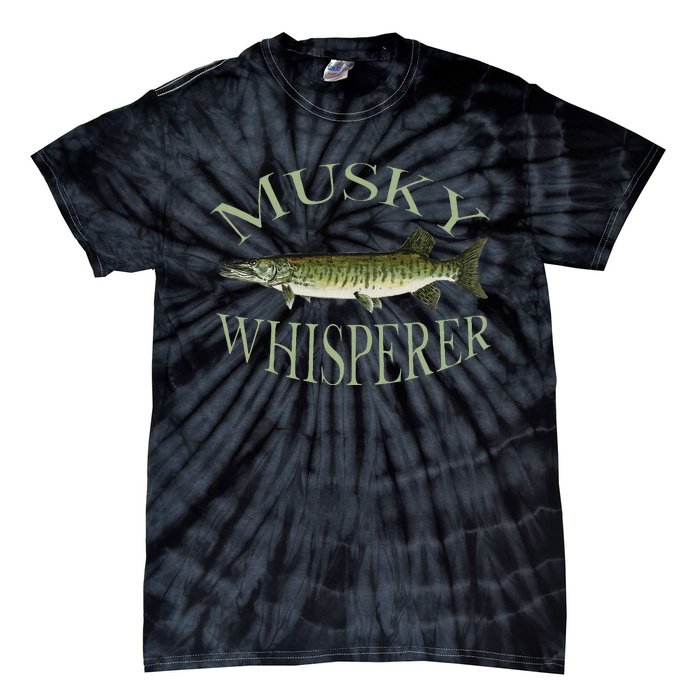 Musky Muskellunge Fish Illustration Art Fishing Angler Gear Tie-Dye T-Shirt