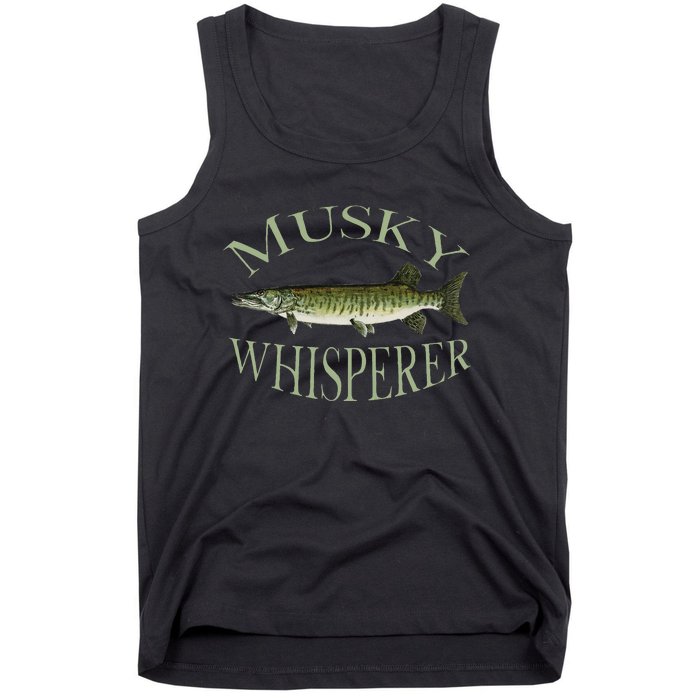 Musky Muskellunge Fish Illustration Art Fishing Angler Gear Tank Top